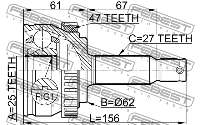ШРУС 1210-NFA47 1210-NFA47 FEBEST