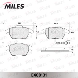 Колодки тормозные передние (Смесь Low-Metallic) AUDI A3/VOLKSWAGEN G5/PASSAT 06/ E400131 MILES