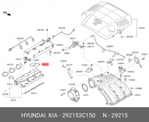 Прокладка коллектора KIA Quoris (12-) впускного OE 292153C150 HYUNDAI KIA