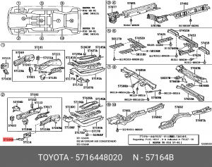 5716448020 TOYOTA КРОНШТЕЙН КУЗОВНОЙ (10009140/150116/0000019 , ЯПОНИЯ) 57164-48020 TOYOTA
