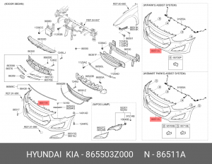 Бампер передний Hyundai I40 865503Z000 HYUNDAI KIA