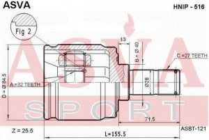 ШРУС ВНУТРЕННИЙ 32x40x27 HONDA ACCORD 90-93 [12] HNIP516 HNIP-516 ASVA