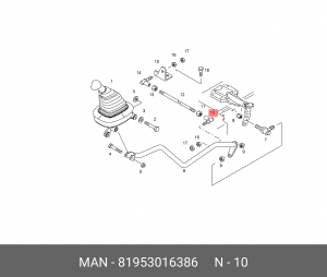 Шарнир тяги переключения КПП 81953016386 MAN