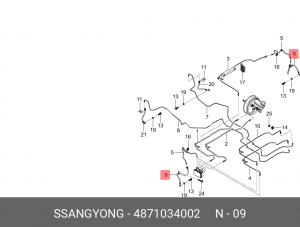 Шланг тормозной SSANGYONG Actyon (10-) передний левый OE 4871034002 SSANG YONG