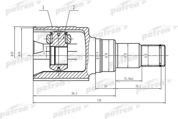 ШРУС внутренний TOYOTA Yaris (99-) передний PATRON PCV1572 PATRON