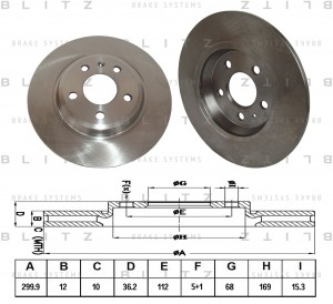 Диск тормозной задний AUDI A4/A5/Q5 08- BS0258 BS0258 BLITZ