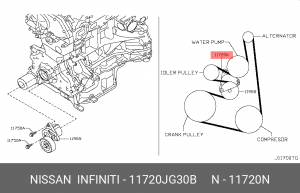 ремень поликлиновой! 6PK1808 \Nissan X-Trail 2.5 11720JG30B NISSAN