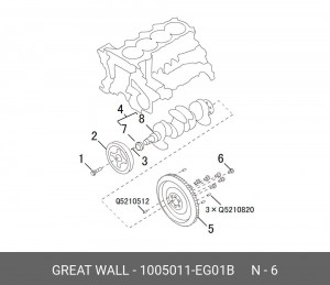 Болт HAVAL H2,H6 крепления маховика OE 1005011EG01B GREAT WALL