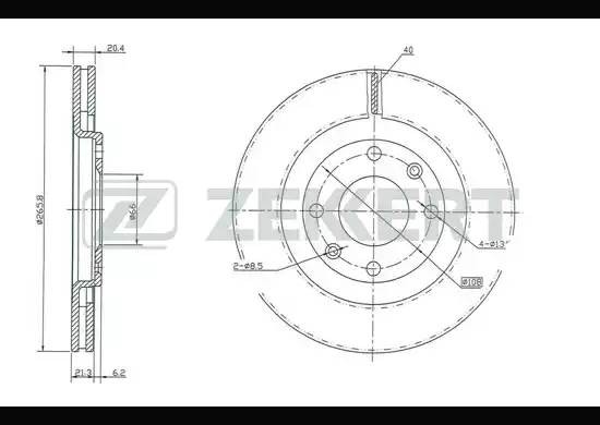 Диск тормозной PEUGEOT 206 передний (1шт.) ZEKKERT BS-5113 ZEKKERT