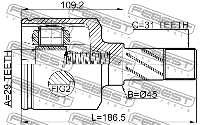 ШРУС внутр левый FIAT DUCATO 2006- 2811-DUCLH 2811-DUCLH FEBEST