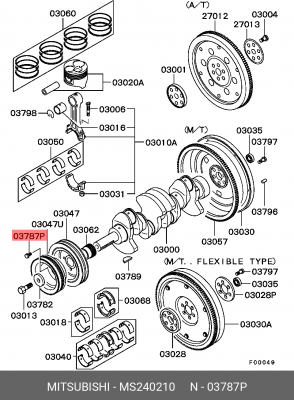 Болт MITSUBISHI L200 (96-) шкива коленвала OE MS240210 MITSUBISHI
