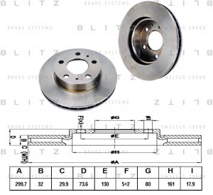Диск тормозной передний вентилируемый CITROEN Jumper 06-FIAT Ducato 06-PEUGEOT B BS0241 BLITZ