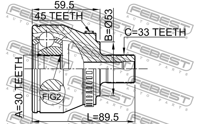 ШРУС внешний AUDI A4 95-01, A6 98-05 1710-004A45 1710-004A45 FEBEST