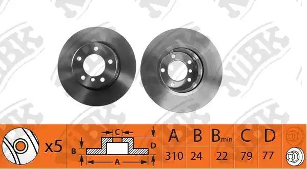 Диск тормозной BMW 5 (E60,E61) передний (1шт.) NIBK RN1397 NIBK