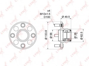 к-кт подшипника ступицы зад.+ступ.!\ Honda Civic 1.3-1.6 87-00 WH-1203 LYNXAUTO