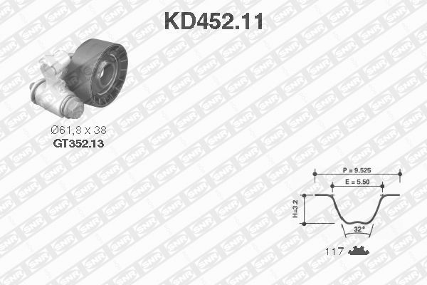 Комплект ремня ГРМ KD452.11 NTN SNR