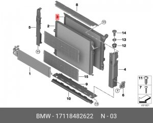 Радиатор охлаждающей жидкости ! \BMW 1' F20 LCI, F21, 2' F22, F23, 3' F30, F31,  17 11 8 482 622 BMW