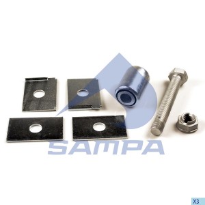 Палец BPW рессоры в сборе (болт,гайка,4 пластины,сайлентблок) SAMPA 075546 SAMPA
