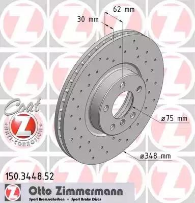 диск тормозной !Sport перед. 348x30/62-5x120 \ BMW X5 3.0/4.8/X6 3.0d 07> 150.3448.52 ZIMMERMANN