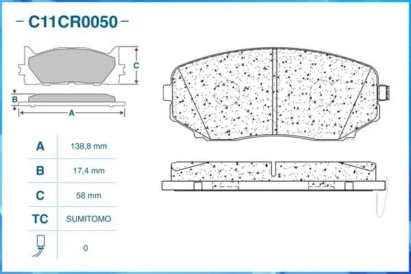 Тормозные колодки передние Low Metallic C11CR0050 C11CR0050 CWORKS