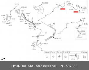 Шланг тормозной KIA Rio (17-) задний правый OE 58738H0090 HYUNDAI KIA