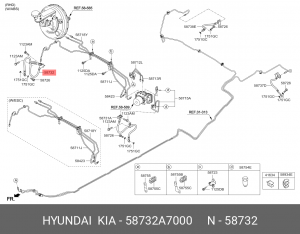Шланг тормозной KIA Cerato (13-) передний правый OE 58732A7000 HYUNDAI KIA