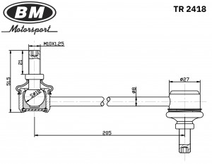 Стойка стабилизатора заднего, правая/левая TR2418 TR2418 BM MOTORSPORT