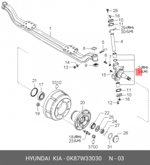 Кулак поворотный левый KIA COSMOS АНАЛОГ!!! Корея 0K87W33030 HYUNDAI KIA