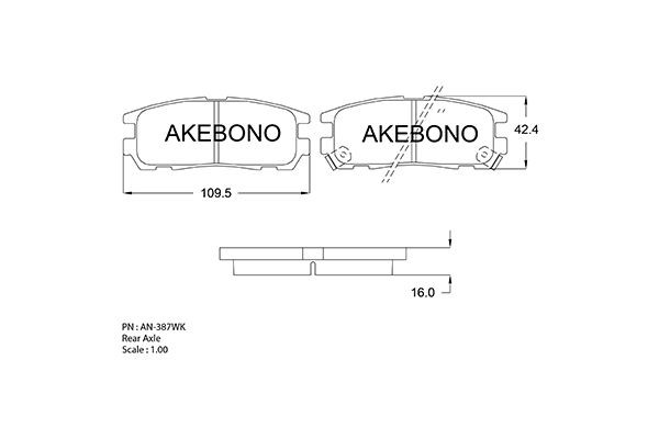 Колодки тормозные дисковые ПОДХОДЯТ ДЛЯ ISUZU TROOPER, OPEL FRONTERA A, B AN-387 AN387WK AKEBONO