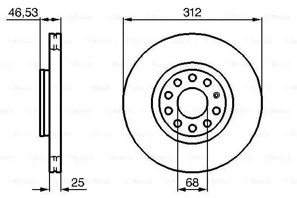 Диск тормозной VW Passat (97-00) AUDI A4 (01-04) передний (1шт.) BOSCH 0 986 479 057 BOSCH