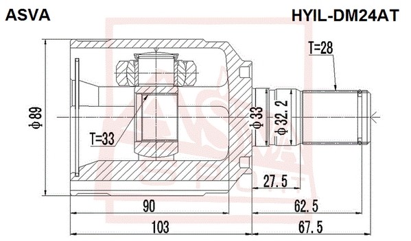 ШРУС ВНУТРЕННИЙ ЛЕВЫЙ 33x33x28 HYILDM24AT HYIL-DM24AT ASVA