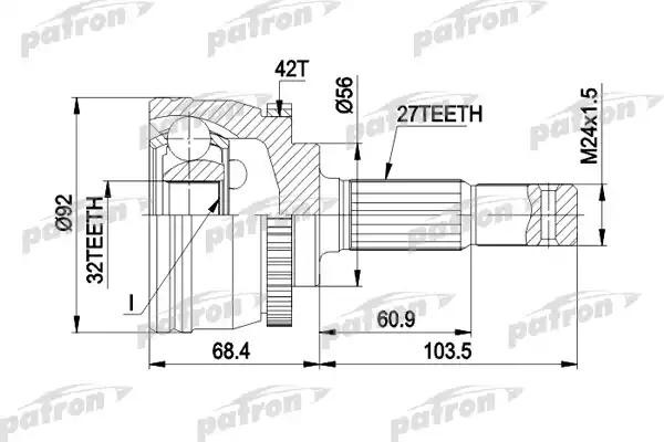 ШРУС наружный NISSAN Primera (90-96) (АБС) комплект PATRON PCV1173 PATRON