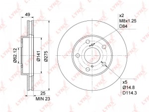 Диск тормозной передний (275x25) подходит для TOYOTA RAV 4 II 1.8-2.4 00-05 BN-1 BN-1160 LYNXAUTO
