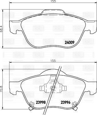 Колодки торм. Toyota Avensis (97-) диск. перед. (PF 1914) PF1914 TRIALLI