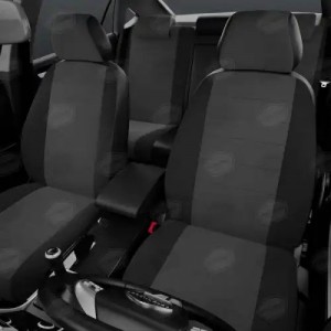 Авточехлы универсальные экокожа-жаккард черно-серые комплект AVTOLIDER UJK31-0102 AVTO LIDER 1