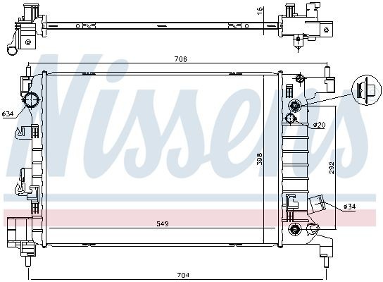 радиатор системы охлаждения !938х920х42 \MAN TGA 18/26 04/00 --> 62873 NISSENS