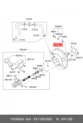 Вакуумный усилитель тормозов KIA RIO   HYUNDAI/KIA 59110-0U000 HYUNDAI/KIA 591100U000 HYUNDAI KIA
