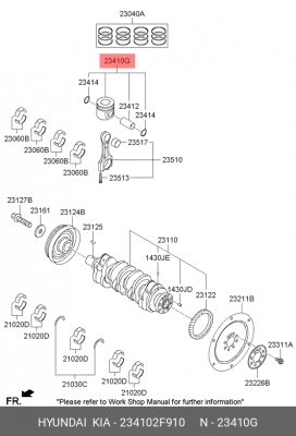 Поршень двигателя HYUNDAI Santa Fe (09-) KIA Sorento (09-) (2.2 TCI) STD-A с пал 234102F910 HYUNDAI KIA
