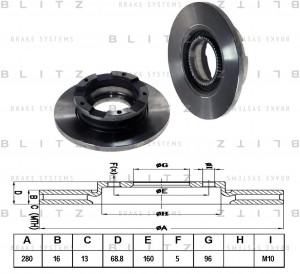 Диск тормозной задний FORD Transit 06- BS0261 BS0261 BLITZ