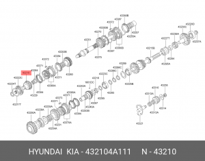 Вал КПП HYUNDAI Porter первичный OE 432104A111 HYUNDAI KIA