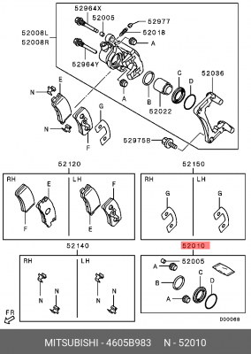 Ремкомплект суппорта MITSUBISHI Lancer (03-),Outlander заднего OE 4605B983 MITSUBISHI