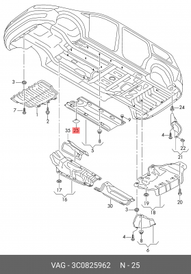 заглушка пыльника кузова правого!\ VW Passat 08-15 3C0 825 962 VAG