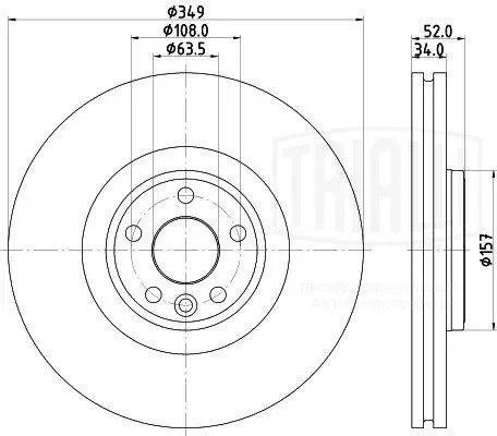 Диск торм. для а/м Land Rover Discovery Sport (14-)/RR Evoque (11-) перед. d349  DF190437 TRIALLI