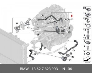 Датчик температуры охлаждающей жидкости ! \BMW 1' F20 LCI, F21, 2' F22, F23, 3'  13 62 7 823 993 BMW