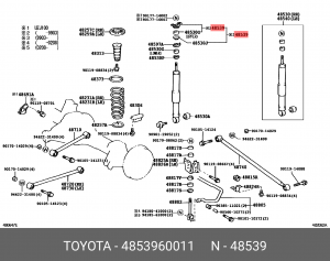 опора амортизатора подвески заднего!\ Toyota Land Cruiser 48539-60011 TOYOTA