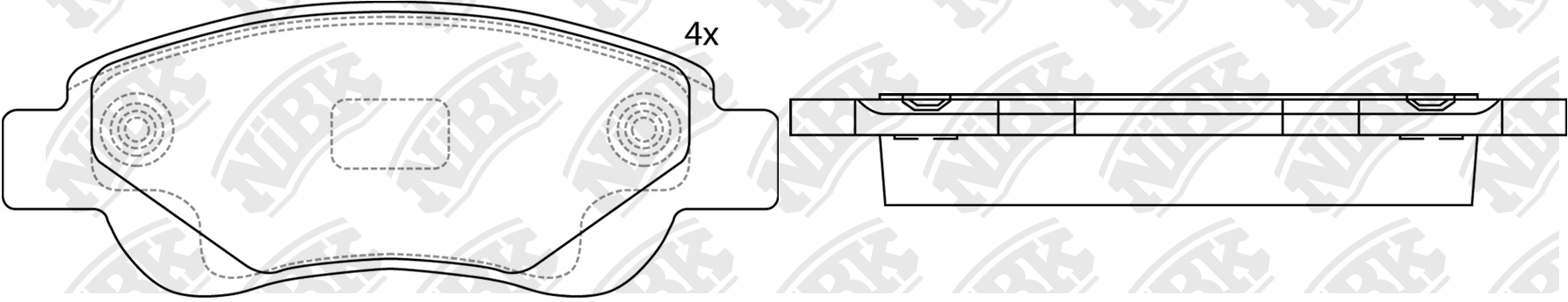 Колодки тормозные PEUGEOT 407,407SW,607 (9D,9U) (1.6/3.0) (00-) передние (4шт.)  PN1841 NIBK