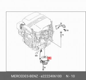 Опора двигателя, спереди слева A2222406100 A2222406100 MERCEDES BENZ