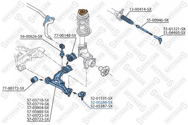опора шаровая! except 1800kg\ Fiat Ducato, Peugeot Boxer 01> 52-00286-SX STELLOX