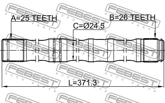 Полуось левая 26x370.5x25 0112-AZT251LH FEBEST