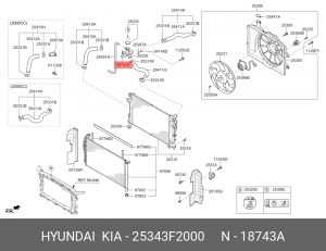Уплотнитель KIA Ceed радиатора охлаждения OE 25343F2000 HYUNDAI KIA